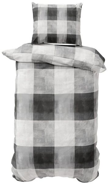 Visaggio Bettwäsche Feinbiber weich und kuschelig Winter Bettbezug, Feinbiber, 4 teilig, Winterbettwäsche, Kariert Anthrazit Grau