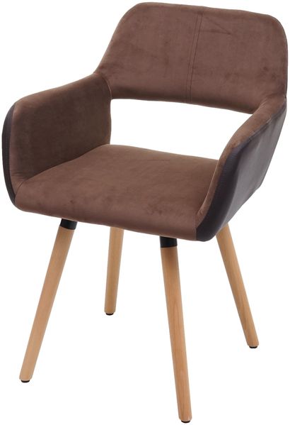 Esszimmerstuhl HWC-A50 II, Stuhl Küchenstuhl, Retro 50er Jahre Design ~ Kunstleder/Stoff, hellbraun, helle Beine