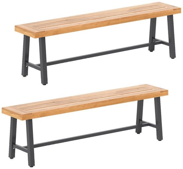 COSTWAY Gartenbank (2-St), wetterfest, Holz & Metall, 3-Sitzer Sitzbank, bis 360 kg