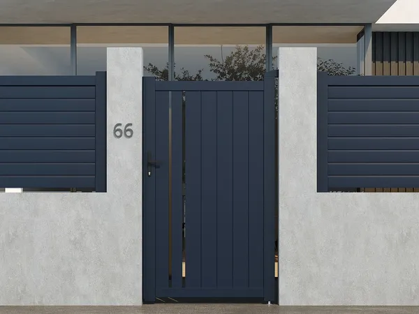 Vente-unique - TOROMA Side gate Metall Grau - B 4,6 cm x H 176 cm x L 100 cm