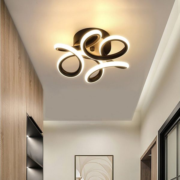 oyajia LED Deckenleuchte 36W/60W Modern Schwarz LED Deckenlampe in Blumenförmiges Design 3000K, LED fest integriert, Warmweiß, LED Deckenleuchte für Wohnzimmer Schlafzimmer Küche Flur Büro