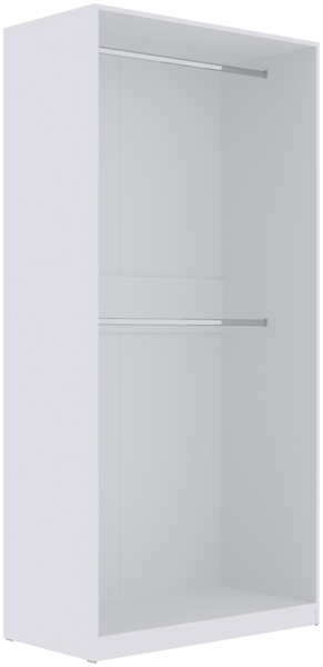 Marmex Möbel TRES 01B Kleiderschrank ohne Türen mit Zwei Kleiderstangen, laminierte Spanplatte, weiß, 100x206x51 cm