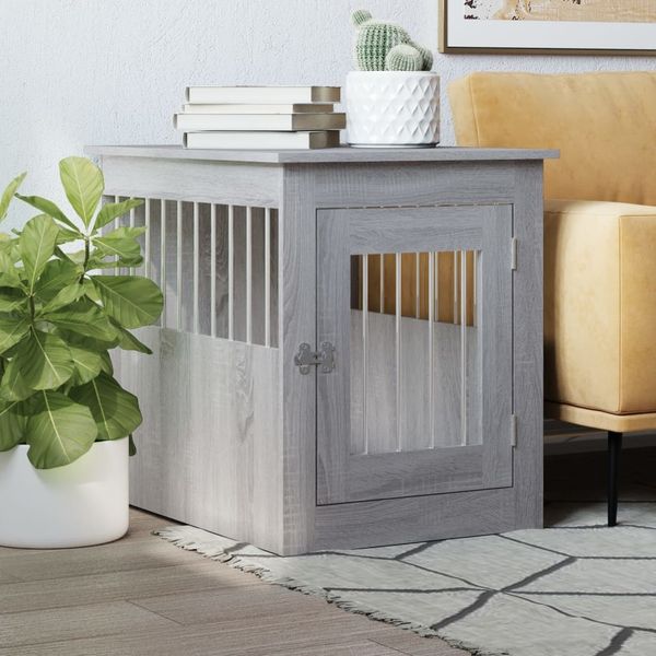 vidaXL Hundekäfig im Möbelstil Grau Sonoma 55x75x65 cm Holzwerkstoff 838321