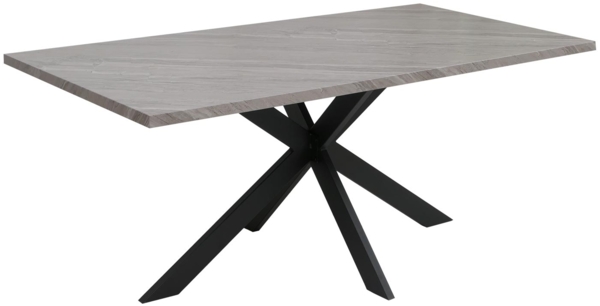 'HWC-O55' Esszimmertisch, Industrial MDF / Metall grau, 180 cm