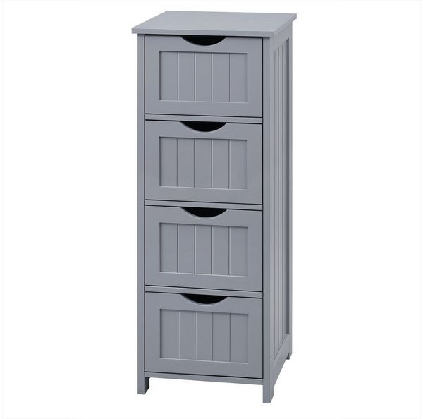 Woltu Kommode, Badezimmerschrank mit 4 Schubladen, Mehrzweckschrank 30x82x30 cm