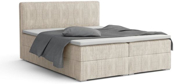 Deine Möbel 24 Boxspringbett LON IV Boxspring Komplettbett Polsterbett Bonellfederkernmatratzen (Cord Beige Creme Grau Dunkelgrau Graphit Schwarz, 3-St, Boxbett Cord Cord-Samt 140x200 160x200 180x200 200x200), inkl. Bettkasten Topper Matratzen H3 H4