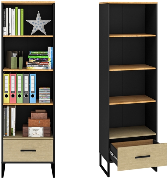 Jugendzimmer Set 6-teilig CASPER-131 mit Bett 90x200cm in schwarz, braun Bild 7