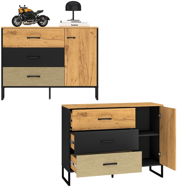 Jugendzimmer Set 6-teilig CASPER-131 mit Bett 90x200cm in schwarz, braun Bild 6