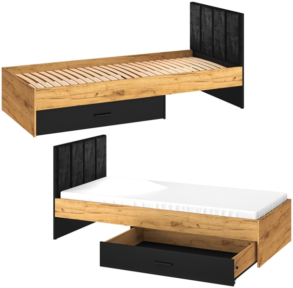 Jugendzimmer Set 6-teilig CASPER-131 mit Bett 90x200cm in schwarz, braun Bild 9