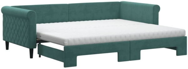 vidaXL Tagesbett Ausziehbar mit Matratzen Dunkelgrün 90x200 cm Samt 3197797