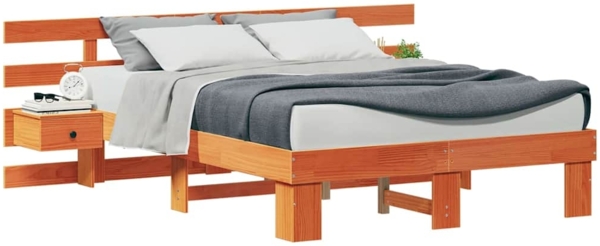 vidaXL Bettrahmen mit Kopfteil Braun 120 x 200 cm Massives Kiefernholz 3385693 Bild 2