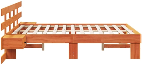 vidaXL Bettrahmen mit Kopfteil Braun 120 x 200 cm Massives Kiefernholz 3385693 Bild 5
