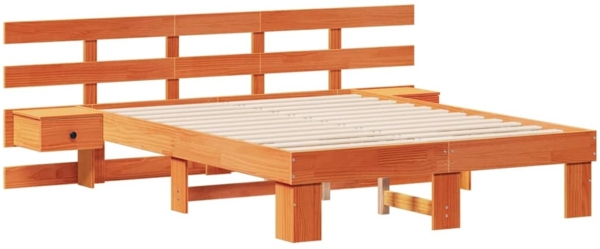 vidaXL Bettrahmen mit Kopfteil Braun 120 x 200 cm Massives Kiefernholz 3385693 Bild 1