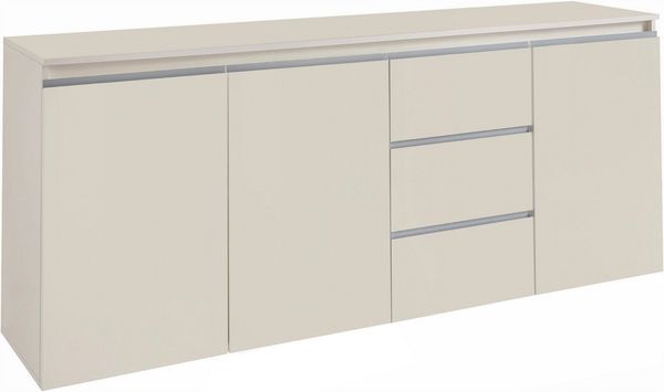 Home affaire Sideboard Magic, Kommode, Schrank, Stauraumschrank, Mit 3 Türen,3 Schubkästen und Aluminiumgriff, (B/T/H) 200x40x81 cm
