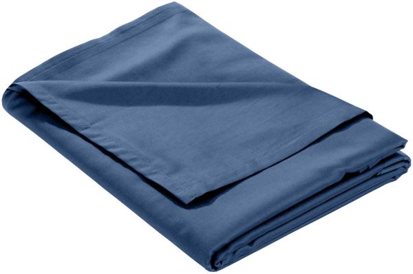 Mako Satin Bettlaken ohne Gummizug jeans blau 160x260cm