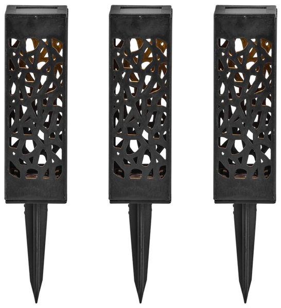 Ambia Garden Solarleuchten Set 3-tlg, Kunststoff schwarz, LED-Leuchtmittel, IP44