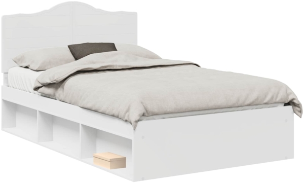 vidaXL Bettrahmen mit Kopfteil Weiß 120 x 190 cm Massives Kiefernholz 3413335