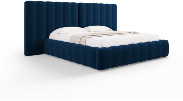 Micadoni Bett Kelp mit Doppelkopfteil Samt Königsblau 160x200