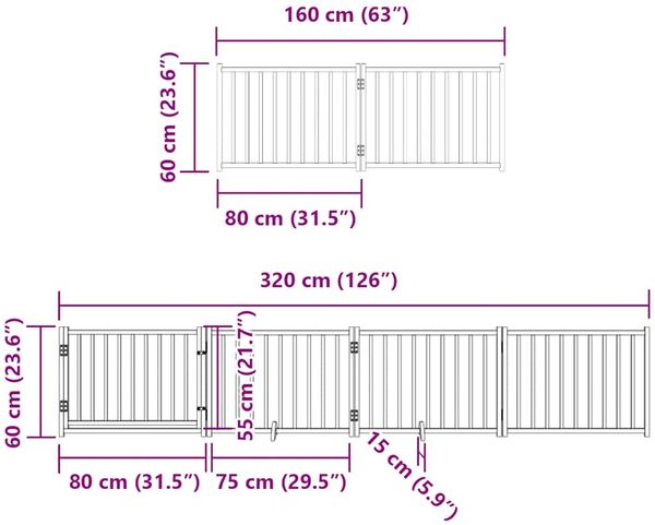 vidaXL 12-tlg. Hundetor mit Tür Faltbar Weiß 960 cm Pappelholz 3155732 Bild 12