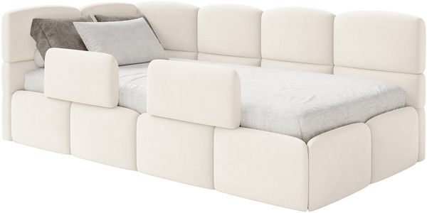 Selsey 'Cloudy' Kinderbett 90x200, mit Matratze, Rausfallschutz, Kopfteil links, Creme