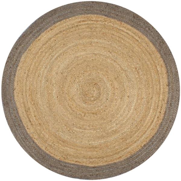 vidaXL Teppich Handgefertigt Jute mit Grauem Rand 120 cm 133675