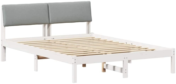 vidaXL Bettgestell Weiß und Hellgrau 160 x 200 cm Massivholz Kiefer 878528