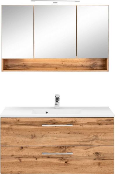 welltime Badmöbel-Set Soria, (2-St), Waschplatz Breite 100 cm, Spiegelschrank