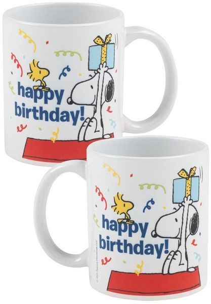United Labels® Tasse Peanuts Snoopy Tasse Happy Birthday Kaffeetasse Geburtstag 320 ml, Keramik