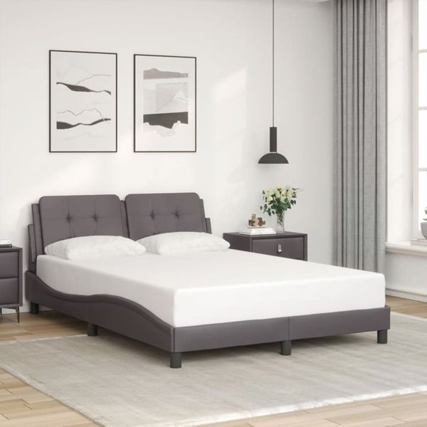 vidaXL Bettgestell ohne Matratze "Zadar" Grau 140x190 cm Kunstleder 3208180
