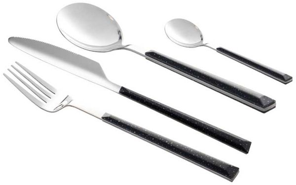24-tlg. Besteck-Set Marble Black