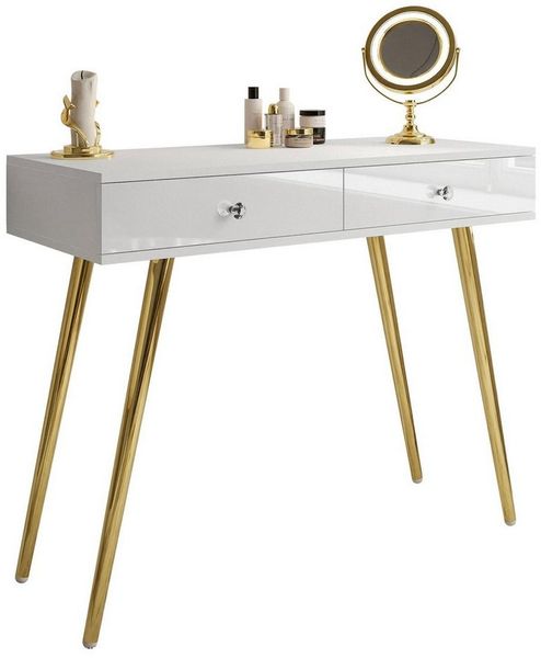 Lookway Konsolentisch SIENNA GOLD, Konsole mit Schubladen auf goldenen Beinen (1x Konsole), Breite: 100 cm