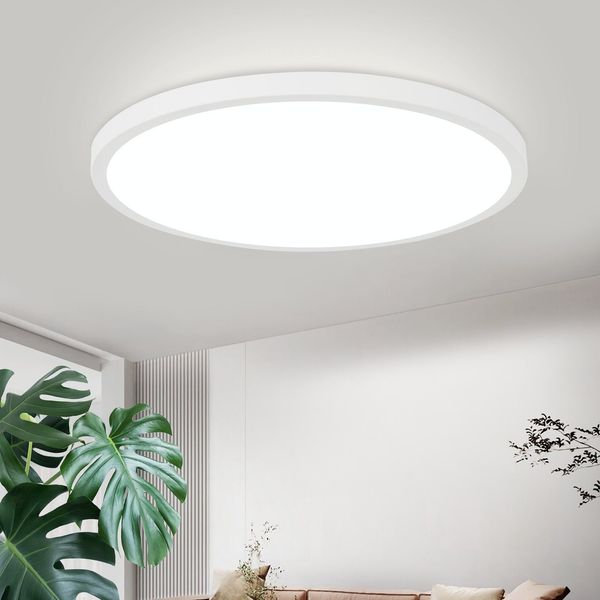 ZMH Deckenlampe LED Deckenleuchte Badezimmer - Ø30cm Badezimmerlampe Flach Schlafzimmerlampe Rund Küchenlampe 18W Schlafzimmer Deckenbeleuchtung Flurlampe Kaltweiß Badlampe IP44 für Küche Flur Bad