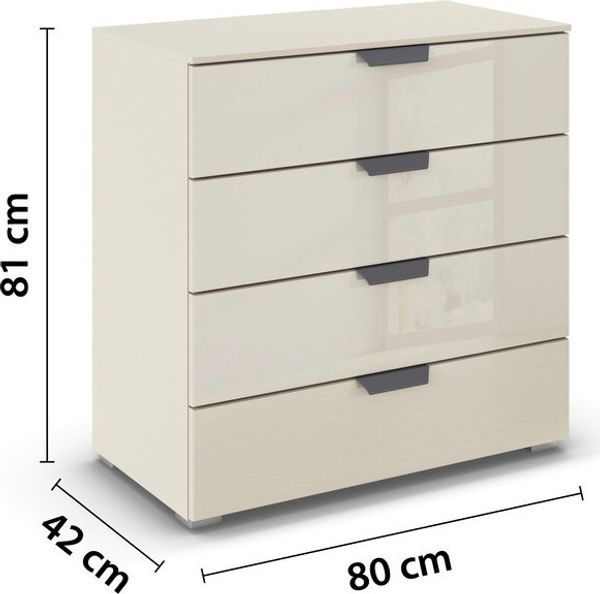 rauch Aditio Box, Kommode, 4 Schubladen, mit Glasfront, mit Softclose-Funktion, Farbe Beige, BxHxT 80x81x42cm Bild 4