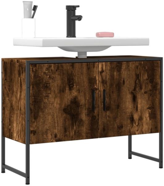 vidaXL Waschbeckenunterschrank Räuchereiche 80x33x60 cm Holzwerkstoff 842463