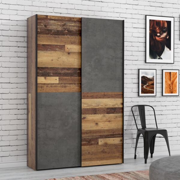 Kleiderschrank Mehrzweckschrank OZZULA Old Wood Vintage und Beton