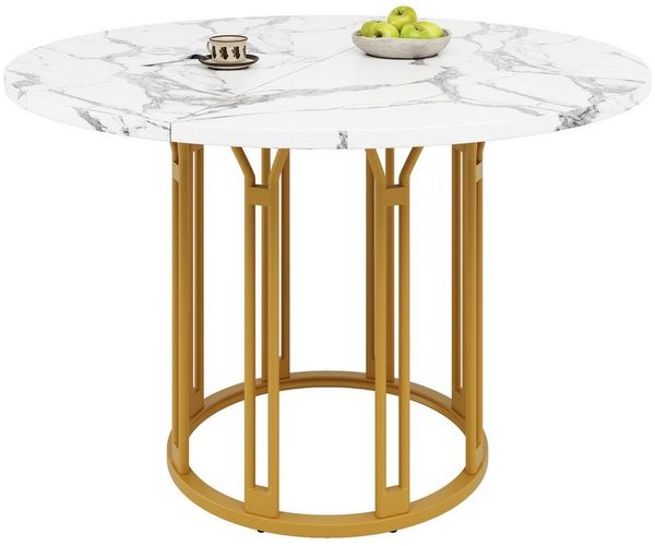 BlingBin Esstisch Küchentisch (1-St, marmorierte Tischplatte,für 4-6 Personen), 100x100x74cm,geeignet für Esszimmer und Wohnzimmer