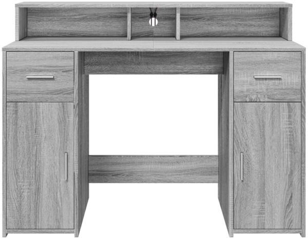 vidaXL LED-Schreibtisch Grau Sonoma 120x55x91 cm Holzwerkstoff 3309416 Bild 5