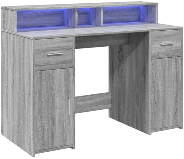 vidaXL LED-Schreibtisch Grau Sonoma 120x55x91 cm Holzwerkstoff 3309416 Bild 2