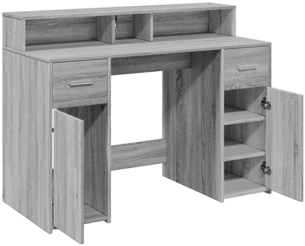 vidaXL LED-Schreibtisch Grau Sonoma 120x55x91 cm Holzwerkstoff 3309416 Bild 8