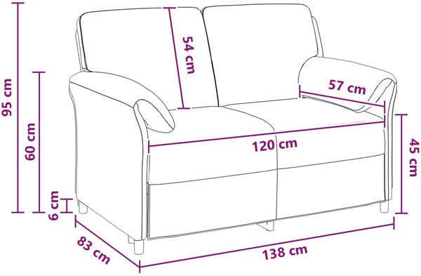 vidaXL 2-Sitzer Sofa Schwarz 138 x 83 x 95 cm Samt 42033945 Bild 8