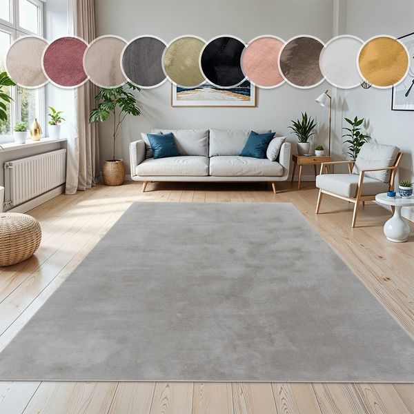 Paco Home Fellteppich Kunstfell Soft 380, rechteckig, Höhe: 14 mm, Langflor, Kuschelteppich - besonders weich, Uni-Farben