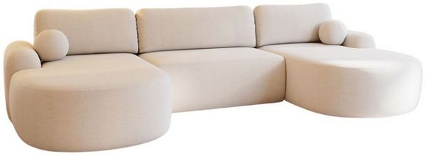 Compleo Ecksofa Design U-Form Ecksofa Bouclé, luxuriöses, runde Formen OLIO, Modern Wohnzimmer, komfortables Couch