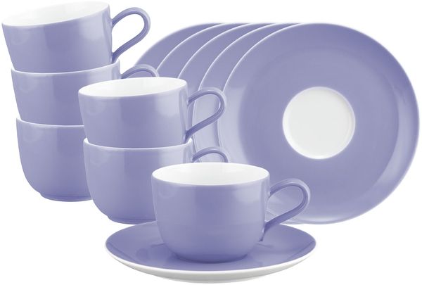 Seltmann Weiden Liberty Pure Colors Kaffeetasse mit Untertasse 260 ml 6er Set - Grape Purple