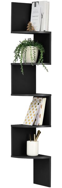 Wandregal Greiz Zick Zack Retro Design Schwarz Matt