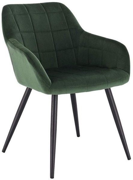 WOLTU® Esszimmerstuhl BH93dgn-1 1 Stück Küchenstuhl Polsterstuhl Wohnzimmerstuhl Sessel mit Armlehne, Sitzfläche aus Samt, Metallbeine, Dunkelgrün