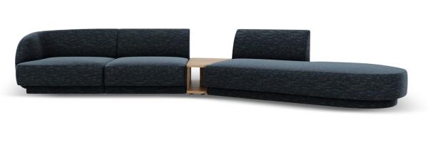 Micadoni Modulares Sofa Miley 4-Sitzer mit 1 Armlehne Rechts Chenille Haga Königsblau