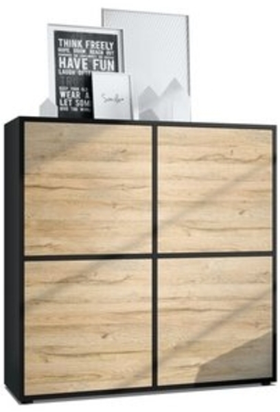Highboard Cuba V2 Schrank 104 x 105,5 x 35,5 cm Sideboard mit 8 Fächern, Korpus in Schwarz matt / Fronten in Eiche Natur Bild 6