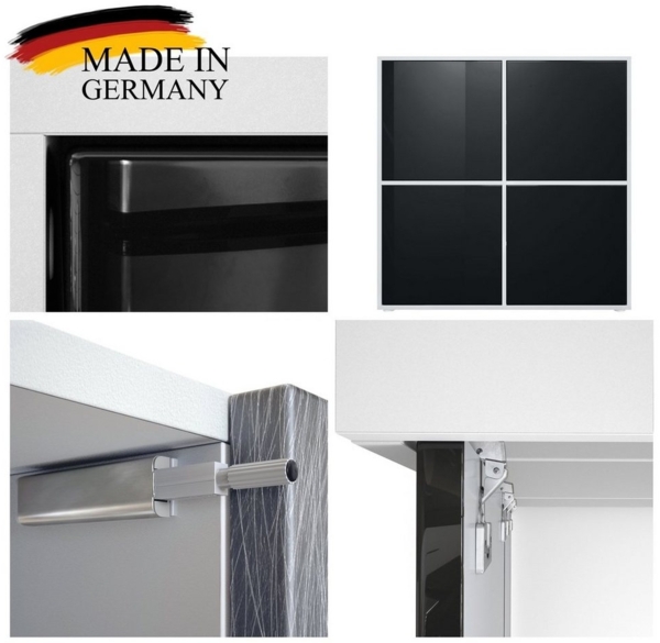 Highboard Cuba V2 Schrank 104 x 105,5 x 35,5 cm Sideboard mit 8 Fächern, Korpus in Schwarz matt / Fronten in Eiche Natur Bild 3