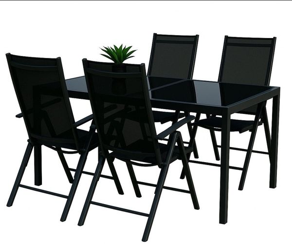 BruKa Gartentisch Sitzgruppe POETTO 4 Personen Aluminium Gartenmöbel Tisch, Stühle Terrasse Stuhl