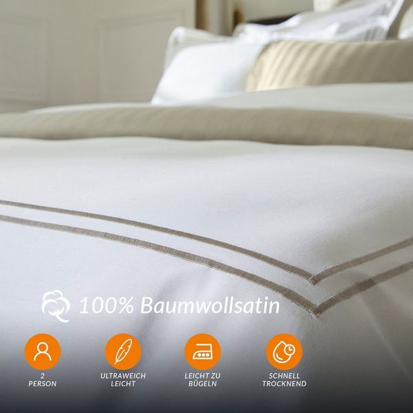 Pure cottom Bettwäsche Baumwoll-Satin Bettwäsche taupe/weiß, Baumwoll-Satin, verschiedene Größen